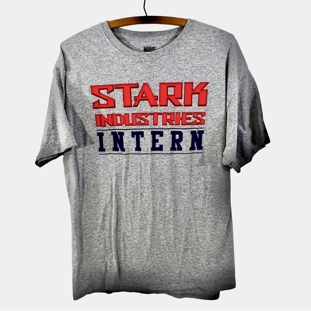 Marvel Men's Gray Stark Industries Intern Graphic T-Shirt Large